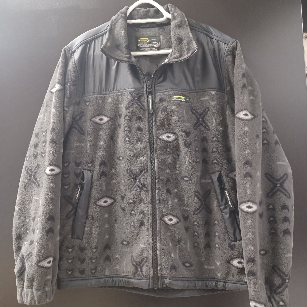 Chlorophylle Men's Small 40th Anniversary Gray Patterned Fleece Jacket Full Zip